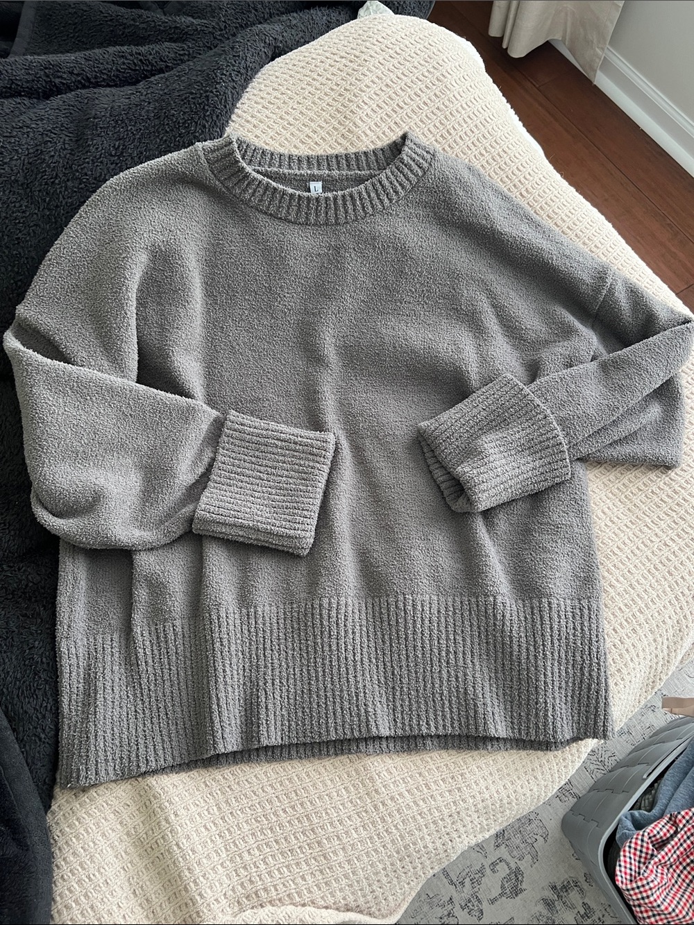 Cozy Gray Knit Crewneck Sweater